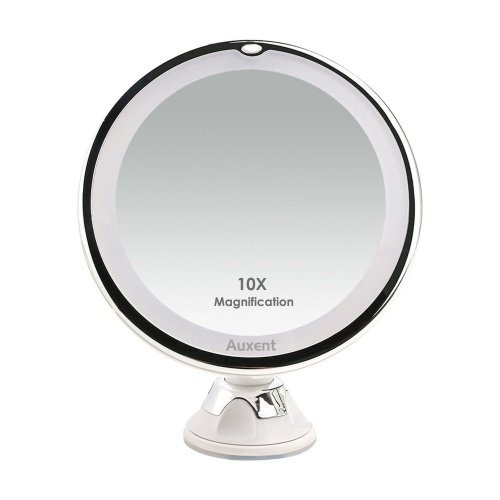 Auxent Kosmetikspiegel LED Beleuchtet mit 10x Vergrößerung und Saugnapf